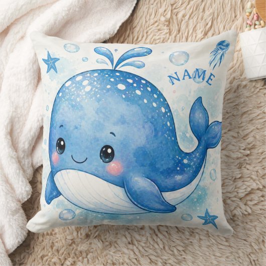 かわいいクジラ クッション (ブランケット)