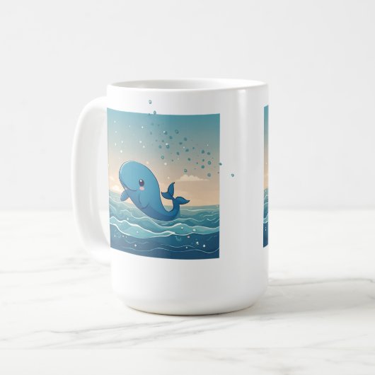 かわいいクジラ コーヒーマグカップ (正面左)