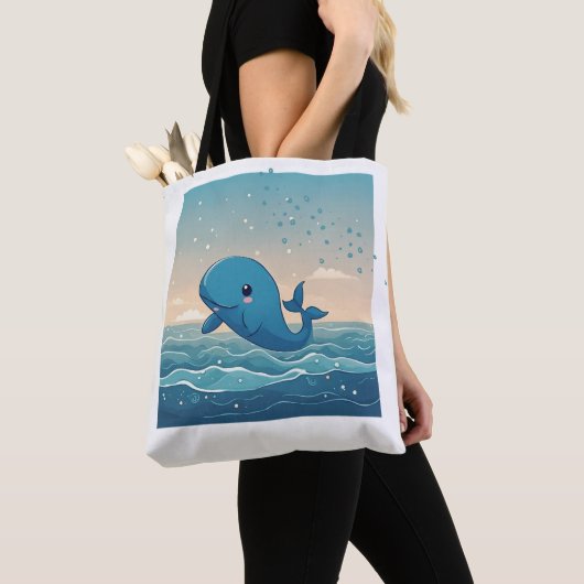かわいいクジラ トートバッグ (クローズアップ)