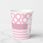 かわいいクジラ(ベビーピンクの女の子ベビーシャワー付き) 紙コップ (右)