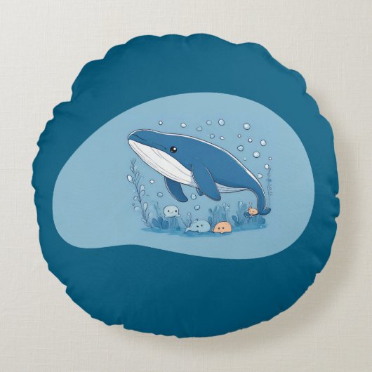 かわいいクジラ ラウンドクッション (正面)