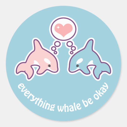 かわいいクジラ ラウンドシール (正面)