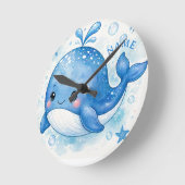 かわいいクジラ ラウンド壁時計 (傾斜)