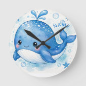 かわいいクジラ ラウンド壁時計 (正面)