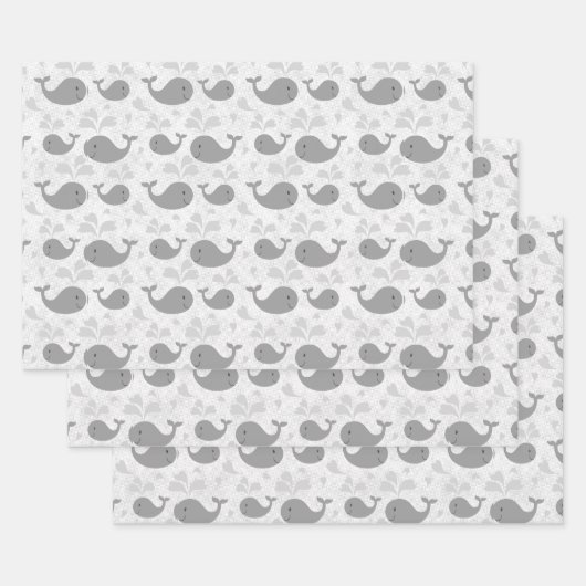 かわいいクジラ ラッピングペーパーシート (セット)