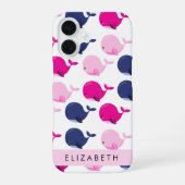 かわいいクジラ 名前入りクジラ柄 iPhone 16ケース (裏面)