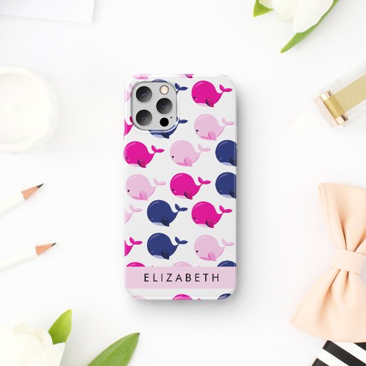 かわいいクジラ 名前入りクジラ柄 iPhone 16ケース