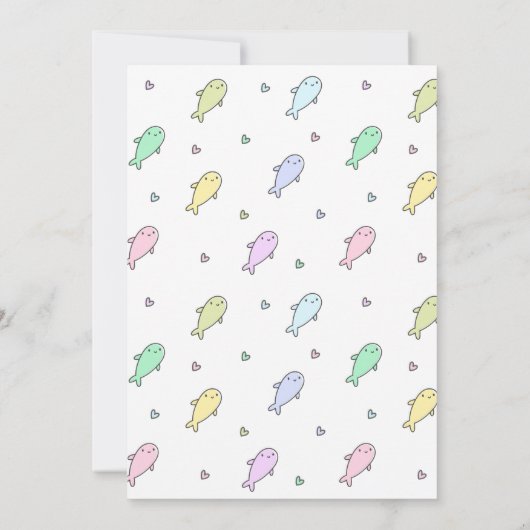 かわいいクジラ – 子供の誕生日プールパーティー 招待状 (裏面)