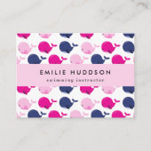 かわいいクジラ、泳ぐインストラクター、スイミングコーチ 名刺 (正面)