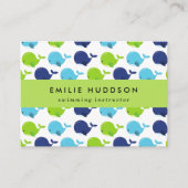 かわいいクジラ、泳ぐインストラクター、スイミングコーチ 名刺 (正面)