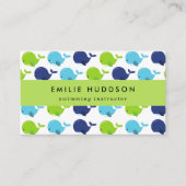 かわいいクジラ、泳ぐインストラクター、スイミングコーチ 名刺 (正面)