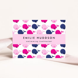 かわいいクジラ、泳ぐインストラクター、スイミングコーチ 名刺