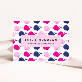 かわいいクジラ、泳ぐインストラクター、スイミングコーチ 名刺