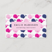 かわいいクジラ、泳ぐインストラクター、スイミングコーチ 名刺 (正面)