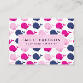 かわいいクジラ、泳ぐインストラクター、スイミングコーチ 名刺 (正面)