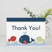 かわいいクジラ・魚のベビーシャワーサンキューカード サンキューカード (スタンド正面)