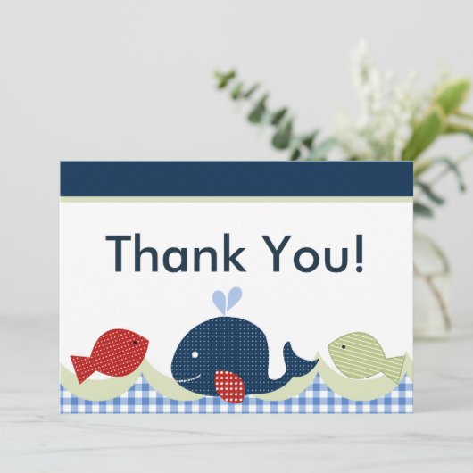 かわいいクジラ・魚のベビーシャワーサンキューカード サンキューカード (スタンド正面)