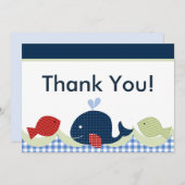 かわいいクジラ・魚のベビーシャワーサンキューカード サンキューカード (正面/裏面)