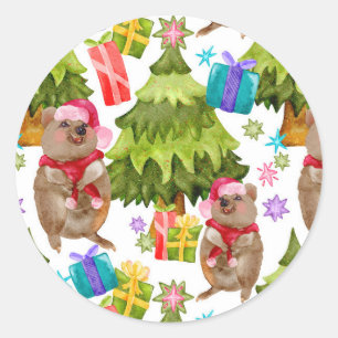 かわいいクッカクリスマスクラシックのラウンドステッカー ラウンドシール