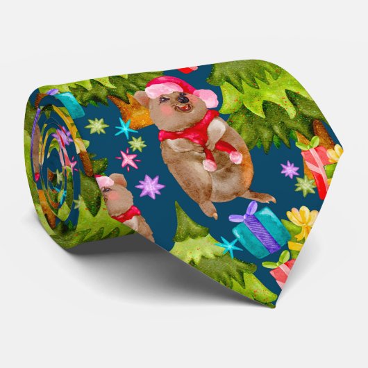 かわいいクッカブルークリスマス ネクタイ (ロール)