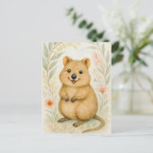 かわいいクッカ春サマーカンガルー動物はがき ポストカード (スタンド正面)