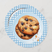 かわいいクッキーが彼の道の青い赤ちゃんシャワー 招待状 (正面/裏面)