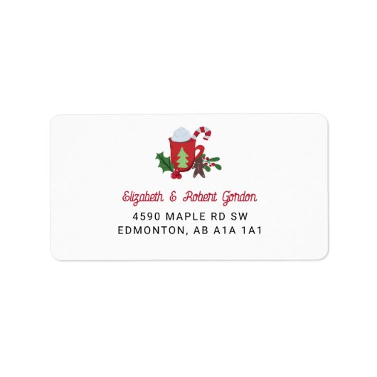 かわいいクッキーとココアのクリスマスカスタムホリデー ラベル (正面)