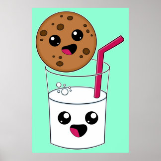 かわいいクッキーとミルク ポスター