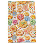 かわいいクッキーのパーティータイル模様 ミディアムペーパーバッグ (裏面)