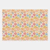 かわいいクッキーのパーティータイル模様 ラッピングペーパーシート (正面3)