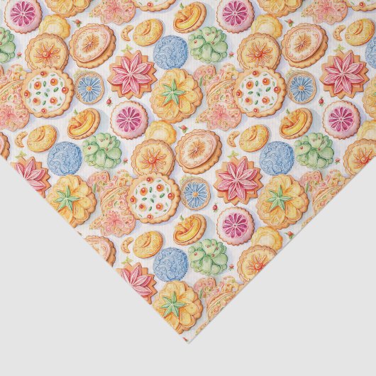 かわいいクッキーのパーティータイル模様 薄葉紙 (詳細)
