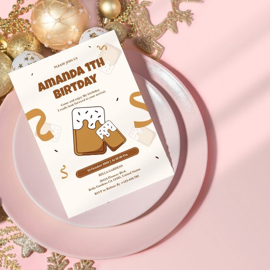 かわいいクッキーをテーマにした誕生日招待状 招待状