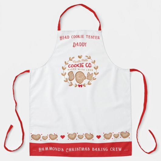 かわいいクッキーベーキングファミリークリスマスエプロン エプロン (正面)