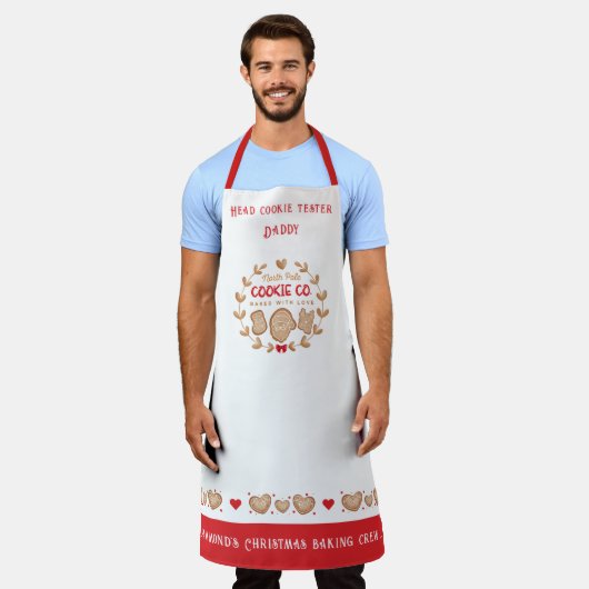 かわいいクッキーベーキングファミリークリスマスエプロン エプロン (着用した状態)