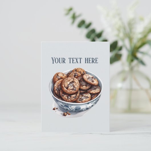 かわいいクッキーボウル追加文字ビジネス ポストカード (スタンド正面)