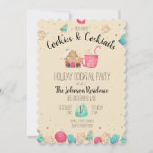 かわいいクッキー&カクテルホリデークッキー交換 招待状 (正面)