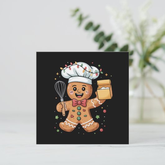 かわいいクッキー Gingerbread Man のクリスマスお菓子職人 シーズンカード (スタンド正面)