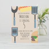 かわいいクックアウト誕生日パーティーハンバーガーホットドッグ 案内状 (スタンド正面)