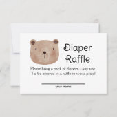 かわいいクマおむつラッフルエンクロージャカード 招待状 (正面)