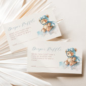 かわいいクマおむつラッフルブルーボーイ赤ちゃんシャワー エンクロージャーカード