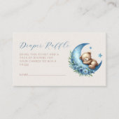 かわいいクマおむつラッフルブルームーンボーイ赤ちゃんシャワー エンクロージャーカード (正面)