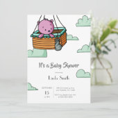 かわいいクマかわいい女の子の赤ちゃんシャワー 招待状 (スタンド正面)