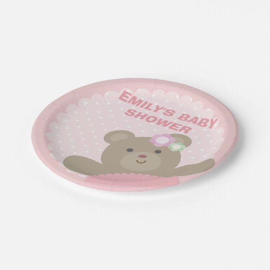 かわいいクマかわいい赤ちゃんエレガントシャワー ペーパープレート (アングル)