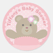 かわいいクマかわいい赤ちゃんエレガントシャワー ラウンドシール (正面)