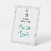 かわいいクマかわいい赤ちゃんシャワー男女兼用ゲストブック 台座サイン (正面)