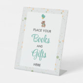 かわいいクマかわいい赤ちゃんシャワー贈り物テーブル台座看板 台座サイン (正面)