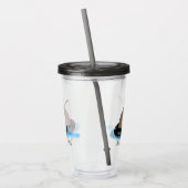 かわいいクマかわいい魚釣り漫画イラストレーション アクリルタンブラー (左)