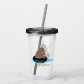 かわいいクマかわいい魚釣り漫画イラストレーション アクリルタンブラー (裏面)