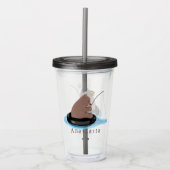 かわいいクマかわいい魚釣り漫画イラストレーション アクリルタンブラー (正面)