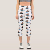 かわいいクマかわいい魚釣り漫画イラストレーション カプリレギンス (正面)